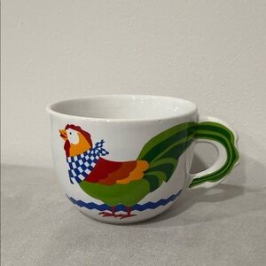VTG MCM Chicken Soup Mug Coffee Cup Ceramic Bowl 16 oz Farmhouse Rooster Hen